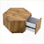 Table basse hexagonale en bois aggloméré aspect bois pour le salon avec tiroir, peu encombrante et organisée