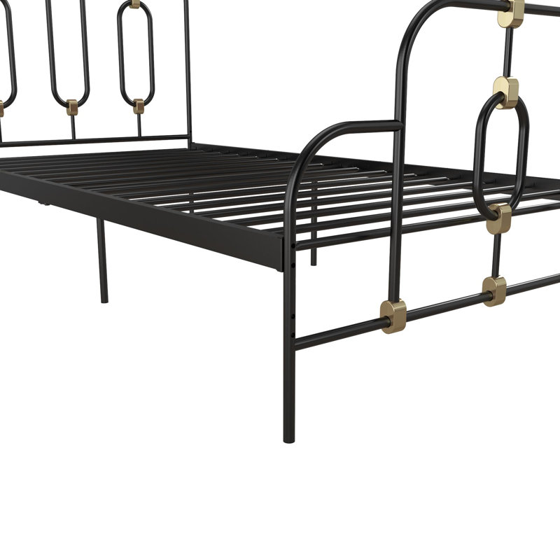 Lit plateforme en métal Olivia, Noir, Simple