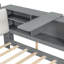 Lit double en bois gris avec tête de lit à rangement, 2 tiroirs, pin et capacité de rotation rotative-888175813