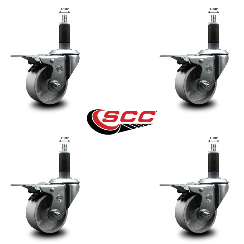 Jeu de roulettes semi-pivotantes extensibles, 3 po x 1-1 / 8 po