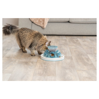 TRIXIE Tunnel Slow Feeder for Cats, Interactive Cat Toy, Pet Food Dispenser, Blue