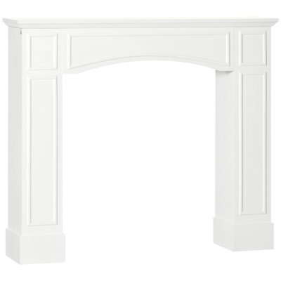 Cheminée blanche - Largeur intérieure de 74 cm, élément décoratif, zone d'ornementation de 115 cm de large, facile à nettoyer et à désinfecter, inclinable, fonction électrique, espace pour la décoration.