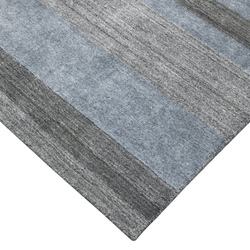 Gray and Multicolor Handmade Wool Stripe 4' x 6' Area Rug