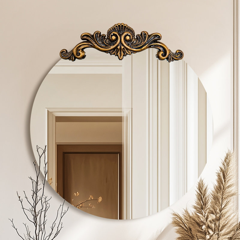 Miroir mural rond baroque rétro, 33,27 po x 31,5 po