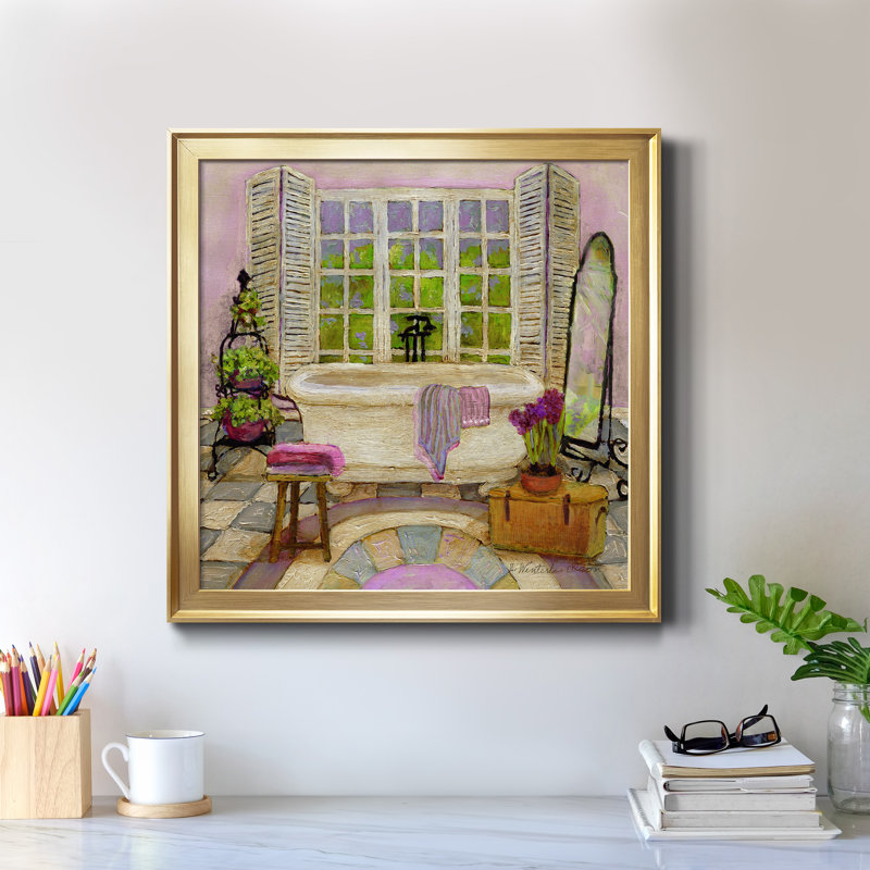 Sunny Day Bath II - reproduction d'art sur toile, H 30,5 po x l 30,5 po x P 1,5 po, Toile encadrée dorée