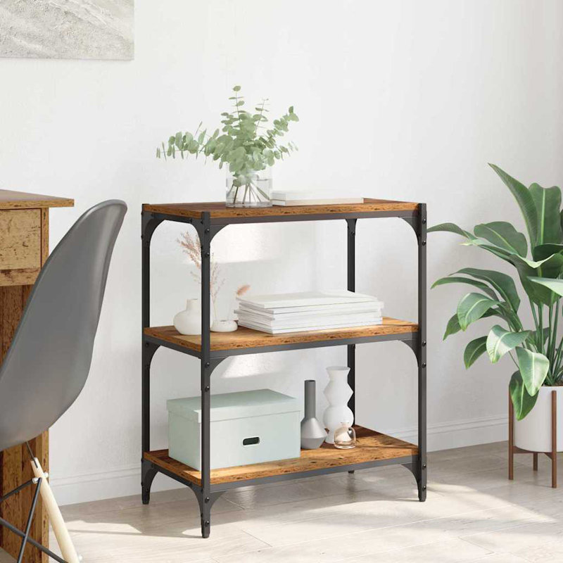 Book Cabinet Engineered Wood and Steel Media Rack/Sizes, Old Wood