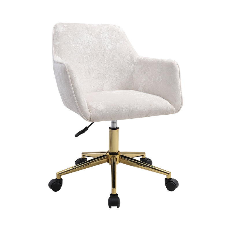 Aeliana Soft Velvet Swivel Desk Chair Office Chair, Creamy White