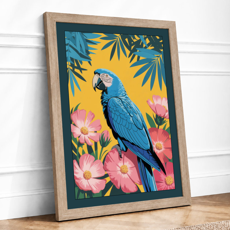 Macaw In Bloom Tropical - Print, Oak, A4 - 29.7 x 21.0 cm