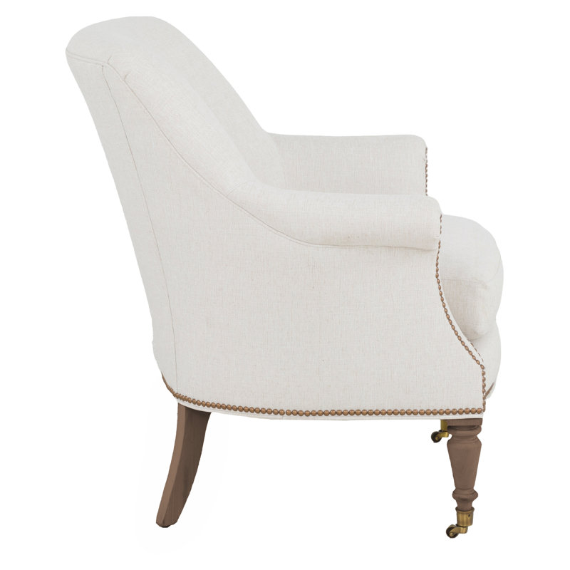 Upholstered Armchair, Hazelnut, Small Brass, 1115 Saddle
