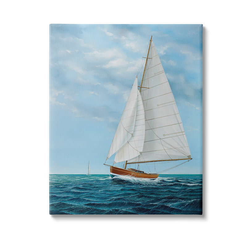 Art nautique sur toile, "Voilier nautique" par Max Maxx, H 20 po x l 16 po
