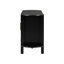 Buffet en pin avec tablette extensible incurvée à deux niveaux, buffet moderne du milieu du siècle avec portes à texture ondulée verticale, grande table basse pour salle à manger et cuisine-491794589