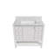 Ensemble de meuble-lavabo moderne de 37 po avec plateau Carrara blanc, armoire de salle de bain multifonctionnelle avec portes et tiroir, cadre et panneau en MDF (trois trous de robinet)