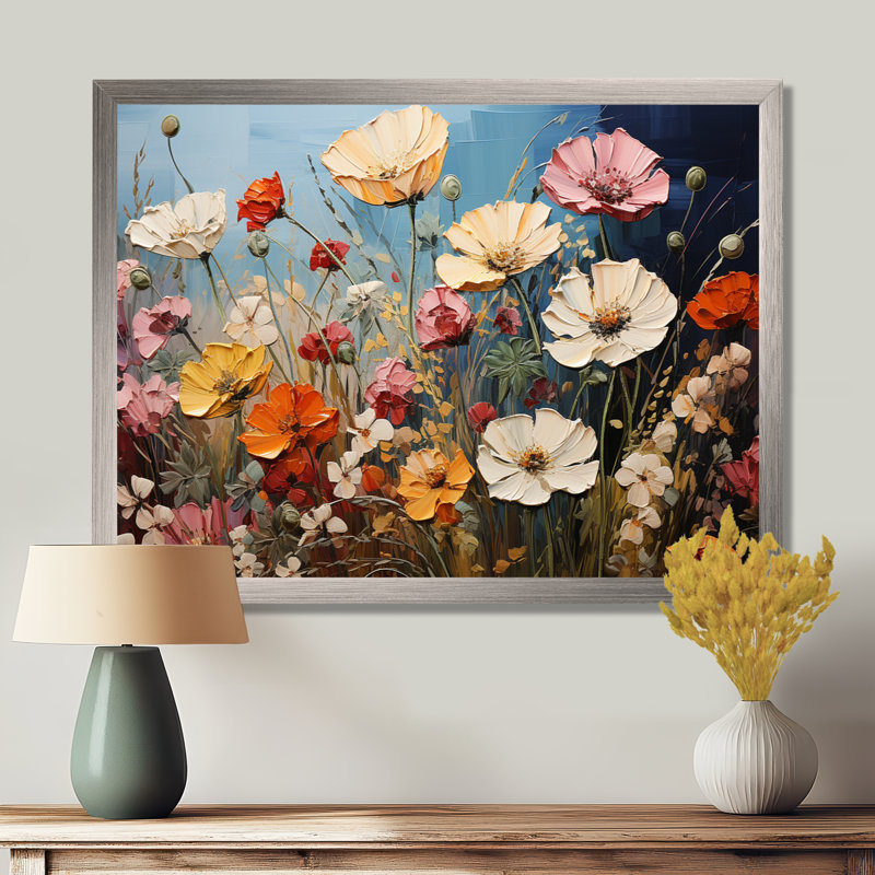 Fleurs abstraites saisonnières aquarelle I - décoration murale fleurs saisonnières, H 12 po x l 20 po x P 1 po