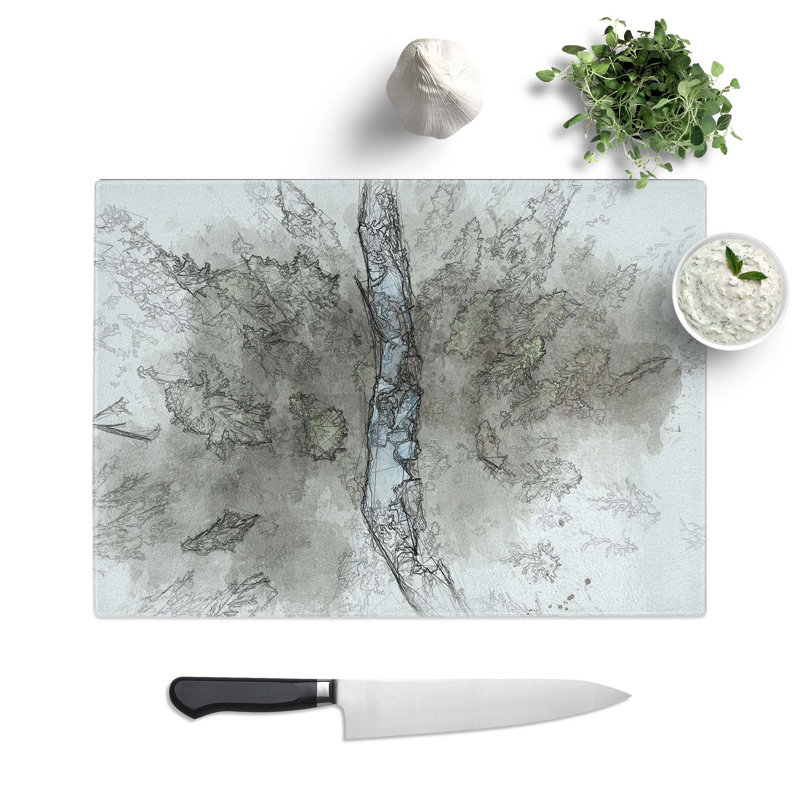 Glass Forest Stream in Switzerland in Abstract Chopping Board, 39 cm W x 28.5 cm L