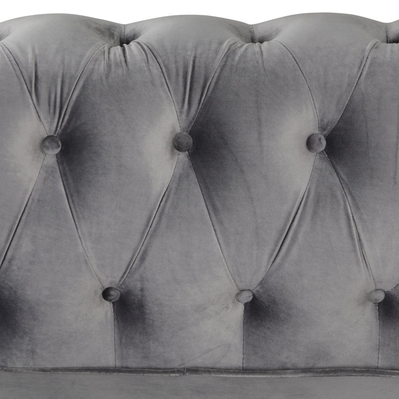Ensemble de salon chesterfield 3 pièces Abdulhameed, Velours gris clair