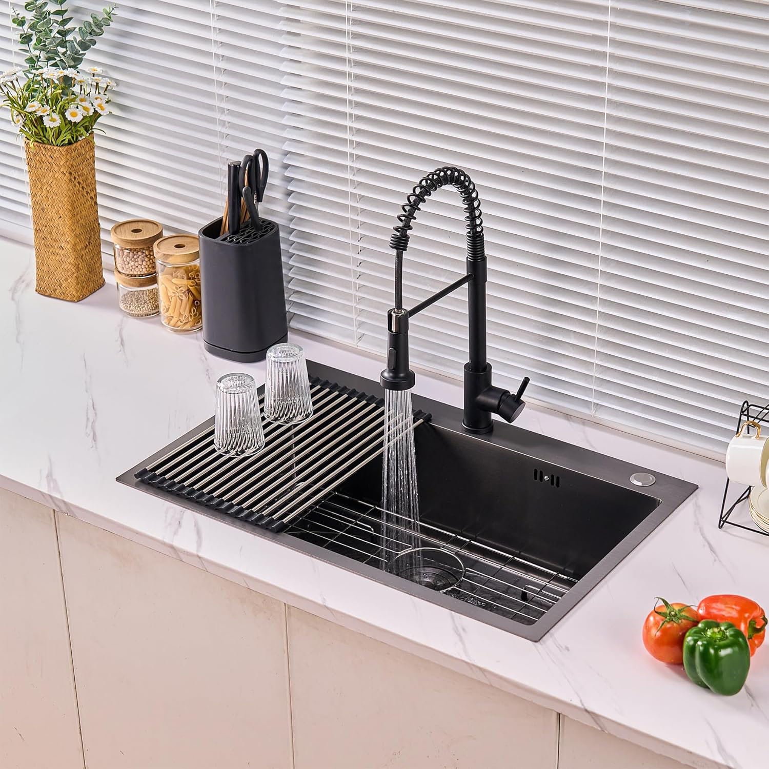Frontier Grain Black Stainless Steel Single Bowl Kitchen Sink With ...