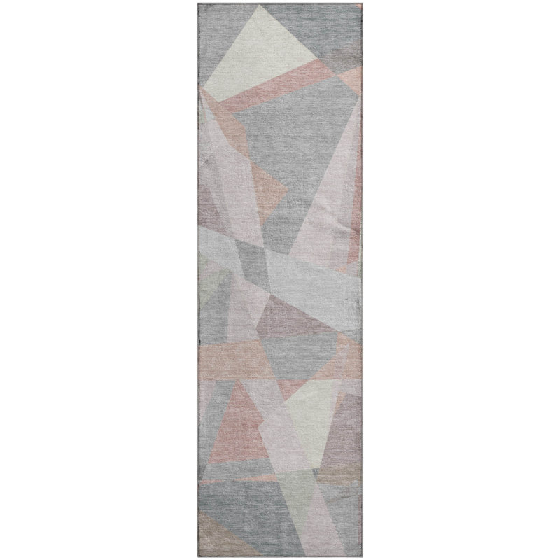 Premium Machine Washable Slesnick AMF1666 Geometric Rug, Runner 2'3" x 7'6"