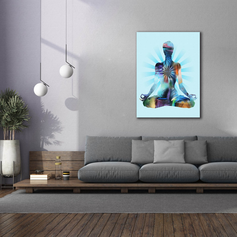 Art mural sur toile Winston Porter «Lotus Pose Moon» par Tim Parker, H 54 po x l 40 po x P 1,5 po