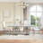 70"Faux Marble Dining Table,Rectangular Kitchen Table With Diamond-Shape Stainless Steel Legs For Kitchen, Living Room-257640909-257640911-247288513