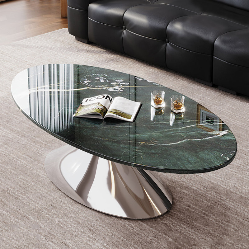 Table basse moderne minimaliste ovale en marbre