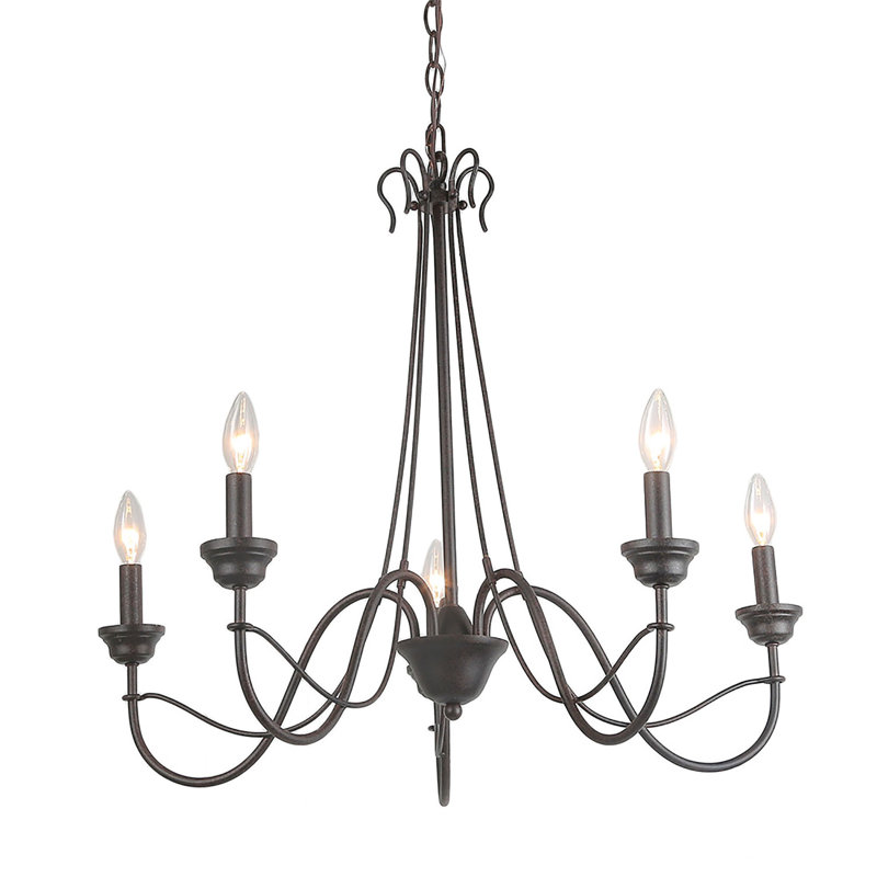 Lustre traditionnel / classique à 5 lumières de style bougie Onderdonk