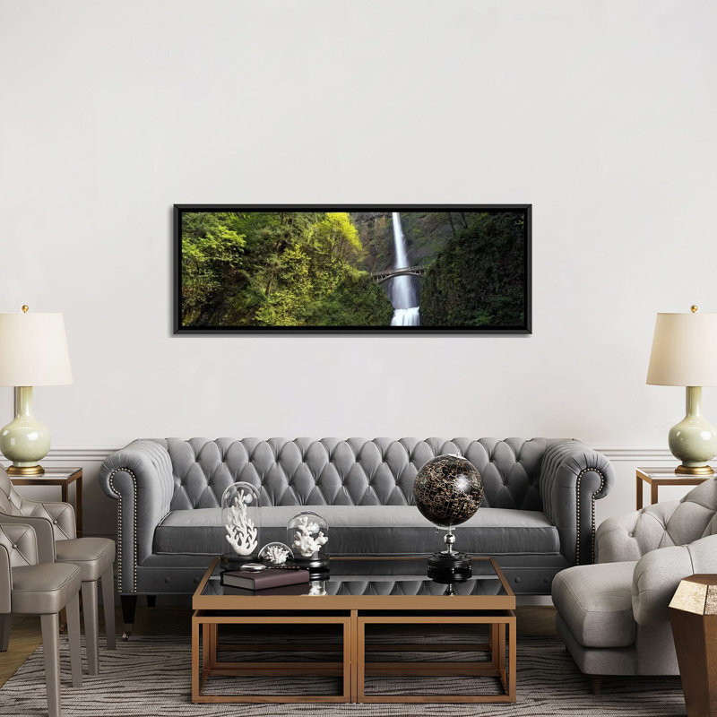 «Multnomah Falls, Columbia River Gorge, Portland, Oregon», reproduction de photo sur toile tendue, Toile avec cadre noir