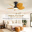 Ventilateur de plafond tropical de 26 pouces avec éclairage à DEL, ventilateur de patio extérieur en feuille de palmier, 5 pales, ventilateur de plafond Boho, ventilateur encastré avec télécommande pour la cuisine de la chambre à coucher à l'inté