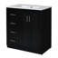 30'' Ceramic Sink Bathroom Vanity - Solid Wood & Material 3 Drawers Classy Storage Solution Black Furniture Cabinet With Basin Frame Organization-370976858-370976861