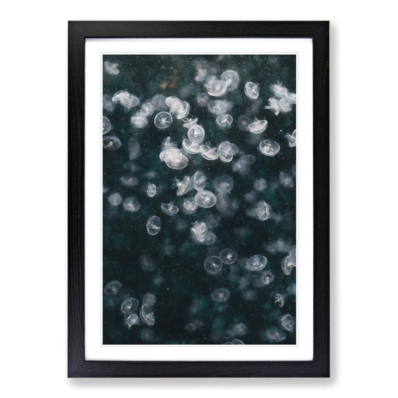 Jellyfish Vol.4 - Picture Frame Painting, 48cm H x 36cm W x 2cm D, Black