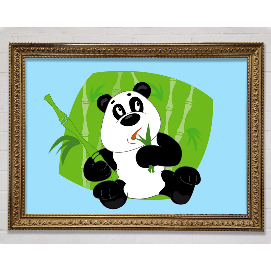 Panda isst Bambus Baby Blau - Druck