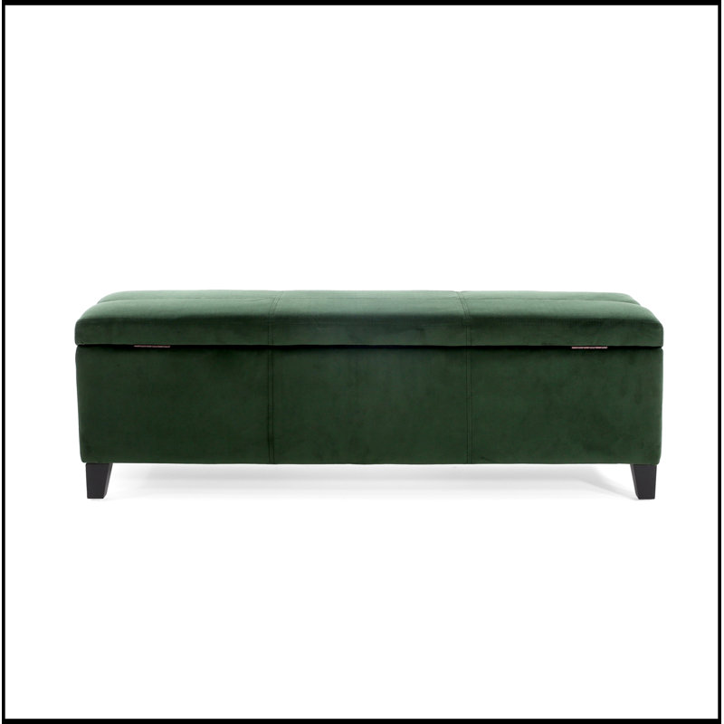 Banc rembourré avec rangement rabattable, Vert forêt