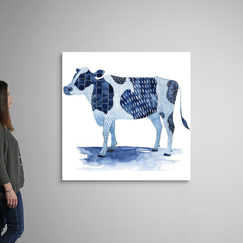 «Cobalt Farm Animals I», art mural sur toile, H 48 po x l 48 po x P 1 po, Toile tendue