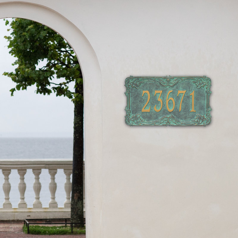 Plaque d'adresse murale 1 ligne Signature Series, Vert-de-gris, Bronze, Oui
