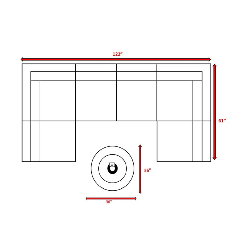 Ensemble de conversation modulaire d'extérieur 7 pièces avec coussins et foyer - aucun assemblage requis