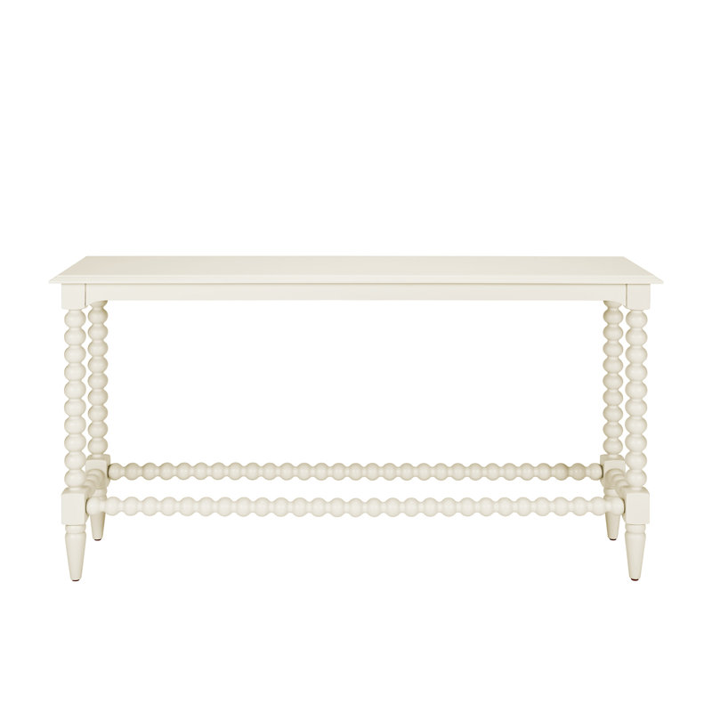 Solid Wood Top Console Table, 76cm H x 142cm W x 34cm D, Linen Cream