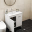 Meuble-lavabo de salle de bain 32 po avec lavabo, portes doubles avec charnières à fermeture douce, armoire de salle de bain avec tablette ajustable, poignée en métal, lavabo en céramique, pieds argent réglables