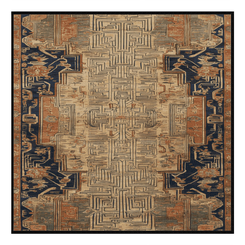 Tapis art déco brun lavable à la machine, Carré 5 pi