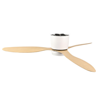 Ventilateur de plafond de 52 po avec lumière, conception encastrée mince, 3 pales en plastique ABS, télécommande incluse, réglage à 6 vitesses, moteur à courant continu réversible, fonctionnement silencieux, idéal pour les chambres à coucher, intérieur / extérieur