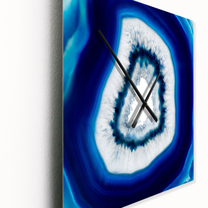 Tranche de cristal d'agate bleue - Horloge murale moderne, Petit