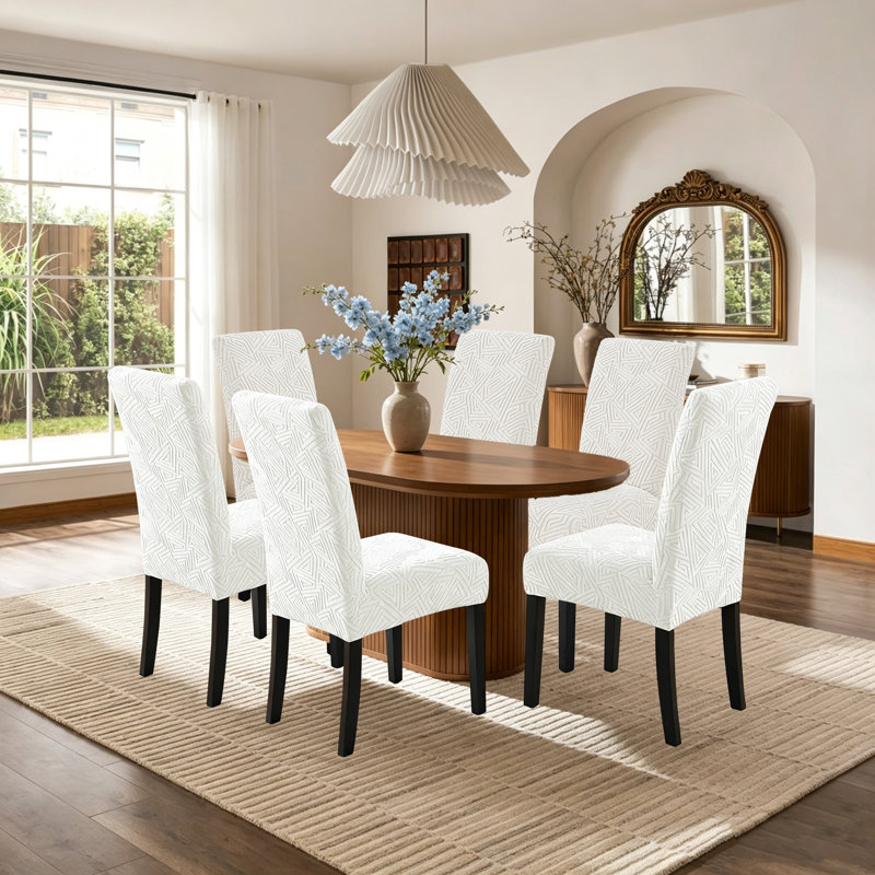 Housses extensibles pour chaises de salle à manger, housse de chaise lavable, ensemble de 10, Blanc
