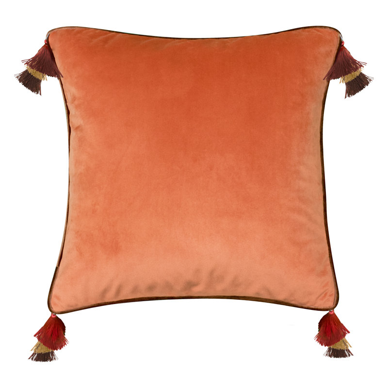Edie Tassels Reversible Throw Pillow, TigerLily
