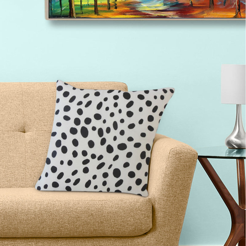 Oreiller Haruhi, 22 po x 22 po, Blanc / Noir, Coussin décoratif