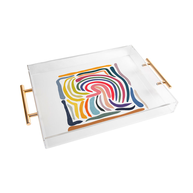 Plateau en acrylique Cassidy Rae Marietta, Abstrait, Blanc