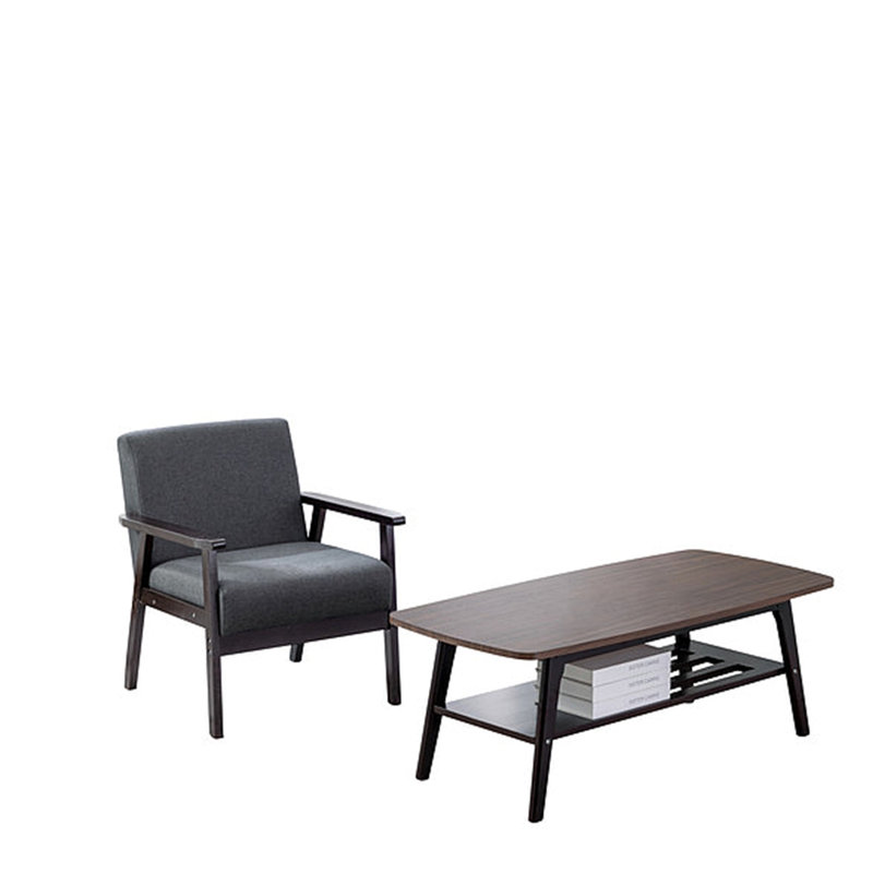 Fauteuil l 21,59 po Lenell, Noir, noir, noir, noir, Lin gris