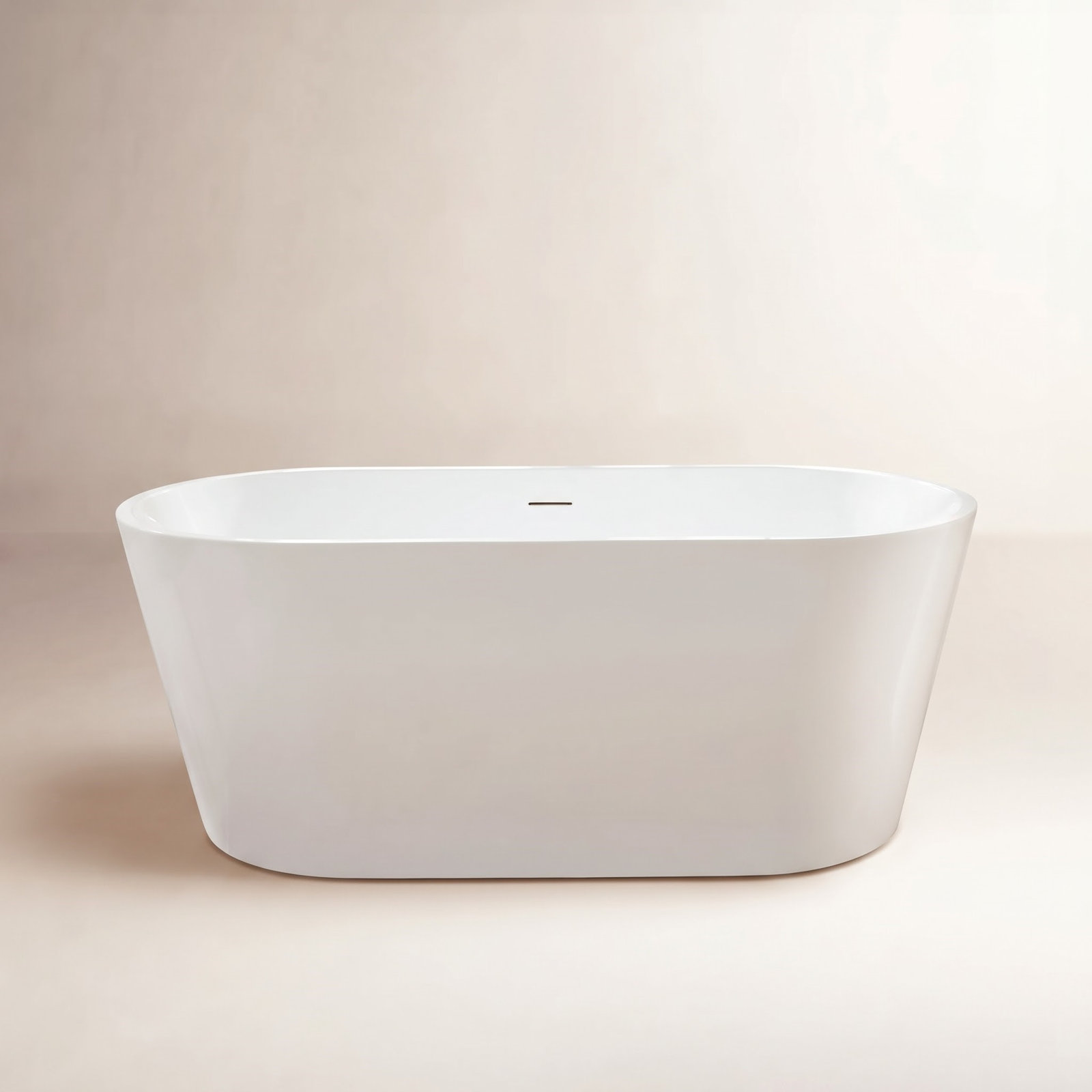 Iris 59" Freestanding Soaking Acrylic Bathtub, White/Integrated Overflow