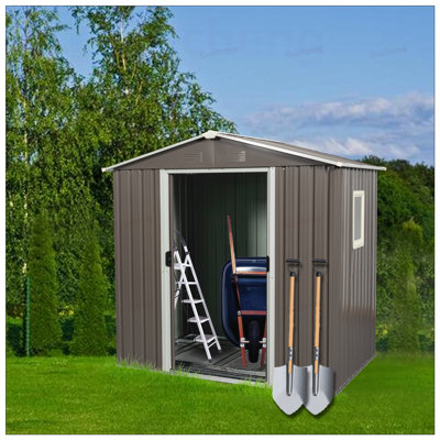 Durable Outdoor Metal Storage Shed with Window and Punched Vents, Easy Assembly, and Robust Galvanized Steel Construction