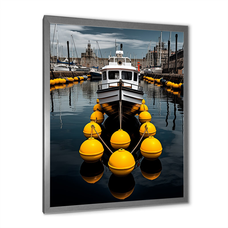 Port Wharf Reflections I - impression, H 44 po x l 34 po x P 1,5 po, Cadre photo argenté