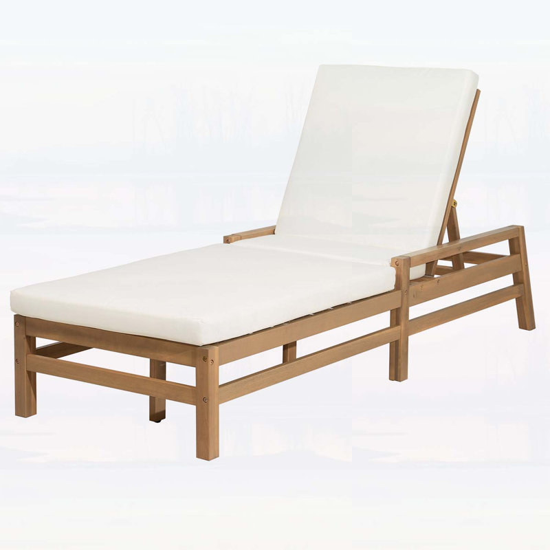 Chaise longue d'extérieur avec dossier réglable à 5 positions, coussins épais, résistante aux intempéries pour la terrasse, le balcon et le jardin