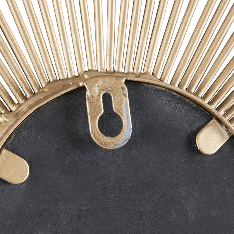 Miroir Fascinant 29,5 po, étincelle dorée, cadre en fer, miroir supporté, support mural, ornement intérieur, charmante lueur charmante de 8 po, support en métal, prêt à accrocher, ornement, diamètre