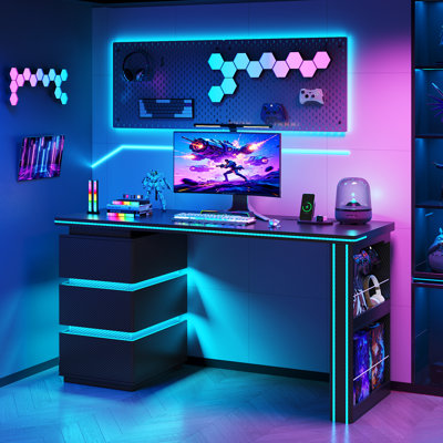 Computer Desk with Built-In Electrical Outlet
